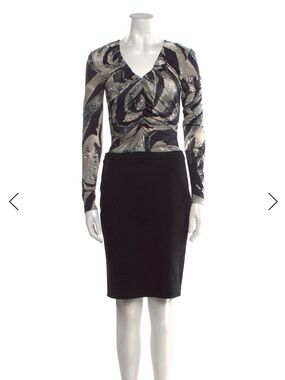 Emilio Pucci Black and Gray Patterned Midi Dress